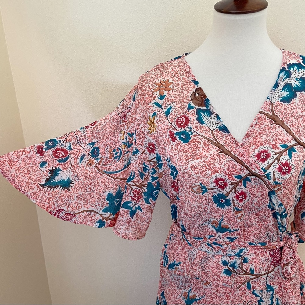 Anthropologie Maeve Adelaide Sheer Floral Wrap Dress - Picture 4 of 16